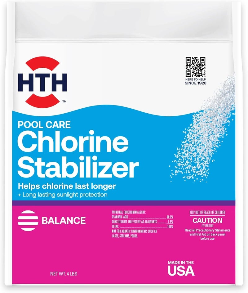 HTH 67061 Swimming Pool Care Pool Care Stabilizer, Swimming Pool Chemical Helps Chlorine Last Longer, Sunlight Protection, 4 Lbs - Image 1